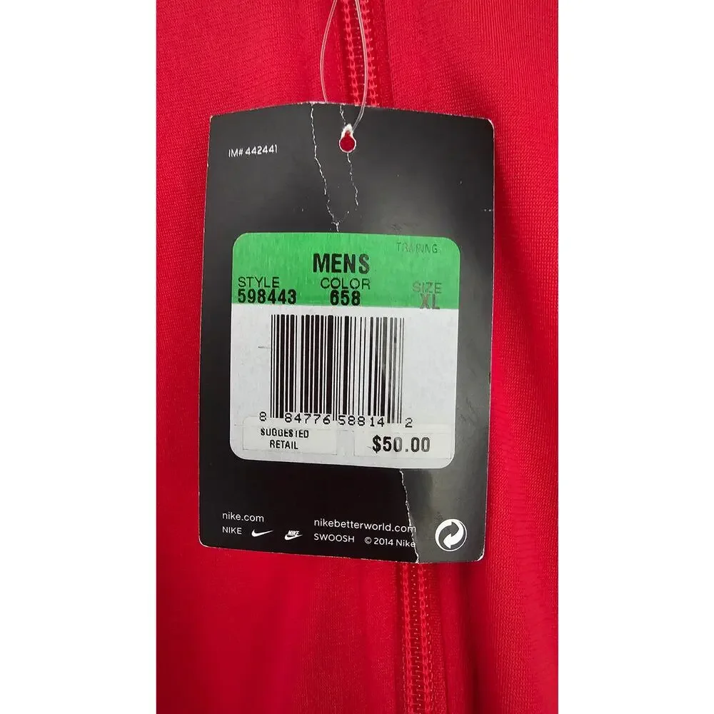 Nike Team Overtime Jacket Red Full-Zip Track Training Sports Jacket. Mens Sz XL